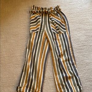 Anthropologie Striped Wide Leg Pants - Brown, Tan, Cream